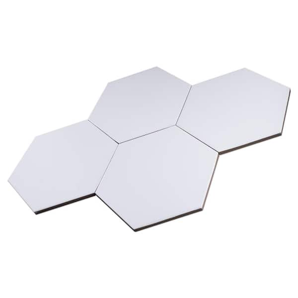 Kenzo White Hexagon 7.7 in. x 8.9 in. Matte Porcelain Floor and Wall Tile 9.05 sq. ft. Case