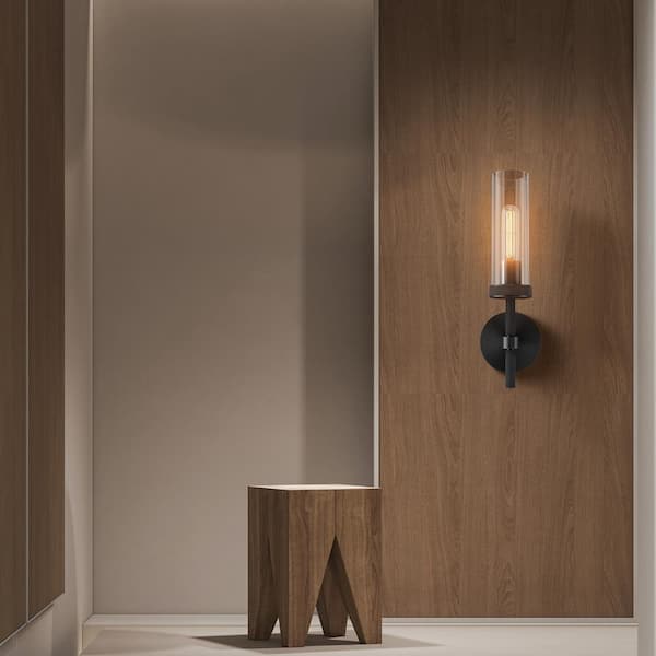 14 in. 1-Light 2-Piece Black Wall Sconce, Modern Wall Lighting for Living Room, Bedroom, Hallway, Bathroom