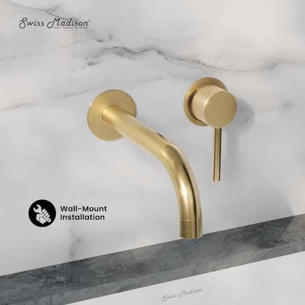 Ivy Single-Handle Wall Mount Single Hole Bathroom Faucet in Brushed Gold