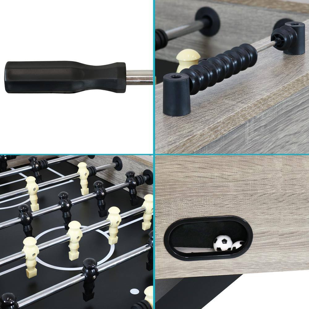 Gray Distressed Wood Indoor Foosball Table with Black Legs