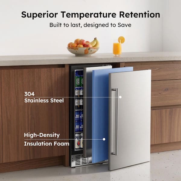 SIMZLIFE 15 in. Single Zone 130-Cans Built-in Beverage