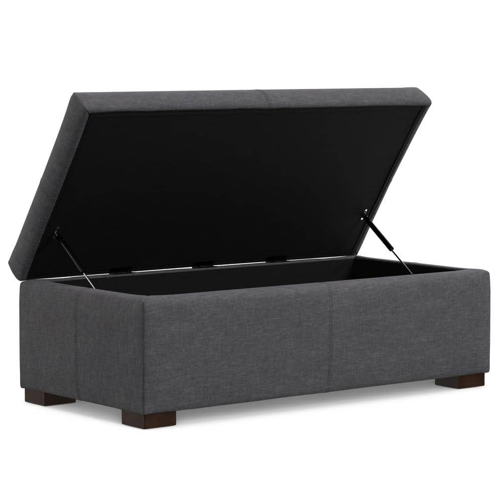 Gabbie Slate Grey Polyester Linen Storage Ottoman