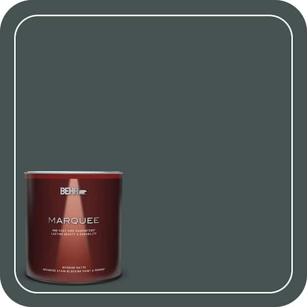 BEHR MARQUEE 1 Qt. #MQ6-44 Black Evergreen One-Coat Hide Matte Interior Paint & Primer