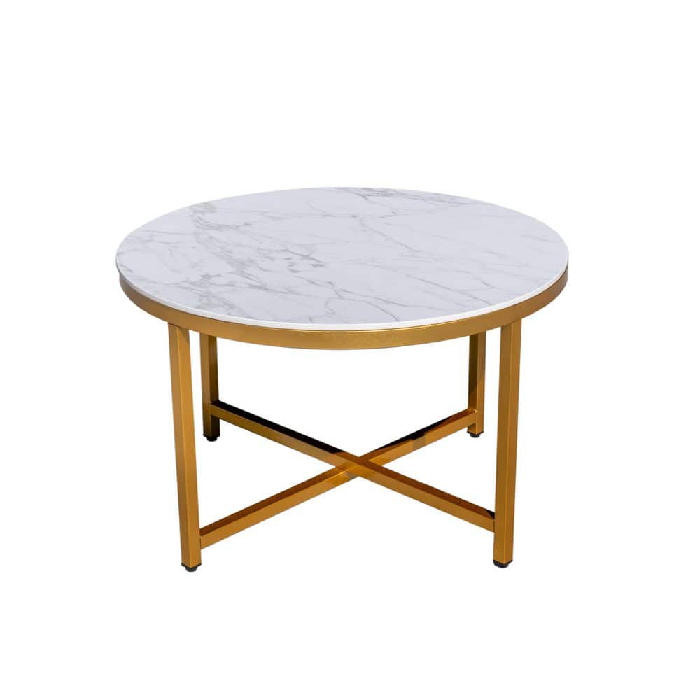 Metal Outdoor Side Table with Carrara White Color Top
