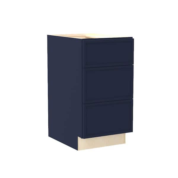 Franklin 18 in. W x 21 in. D x 34.5 in. H Assembled Plywood Drawer Base Bath Cabinet in Vessel Blue with Soft Close