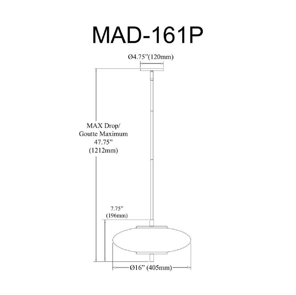 Maddie 16'' Aged Brass and White Glass LED Pendant