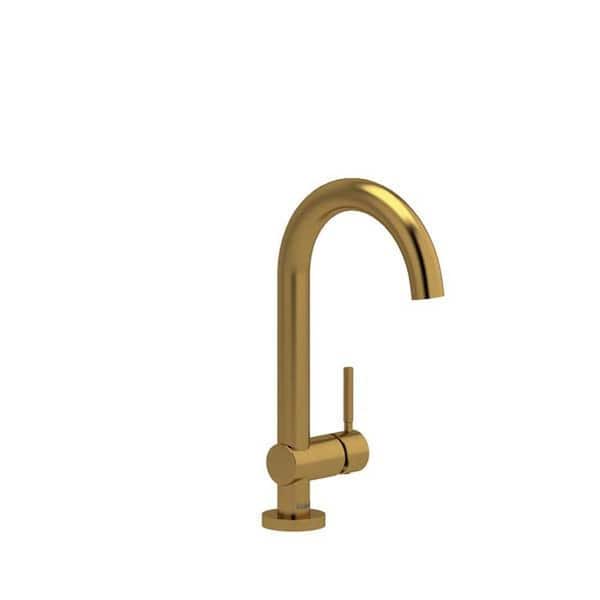 Azure Single Handle Deck Mount Standard Kitchen Faucet in Brushed Gold