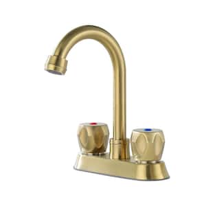 4 in. Centerset 2-Handle Stainless Bathroom Sink Faucet with Pop-Up Drain in Brushed Gold