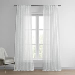 Open Weave White Linen Sheer Rod Pocket Curtain - 50 in. W x 84 in. L (1 Panel)