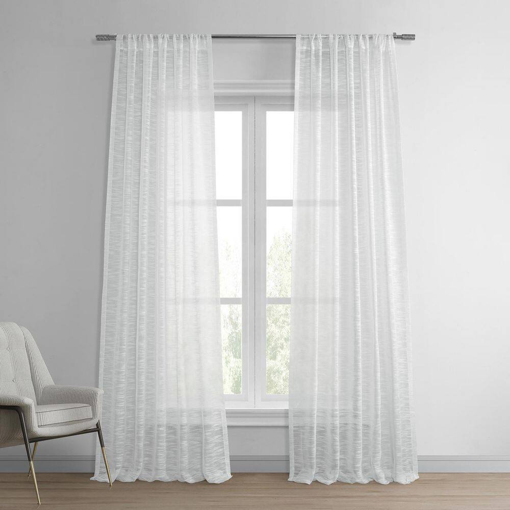 Exclusive Fabrics & Furnishings Open Weave White Linen 50 in. W x 96 in ...