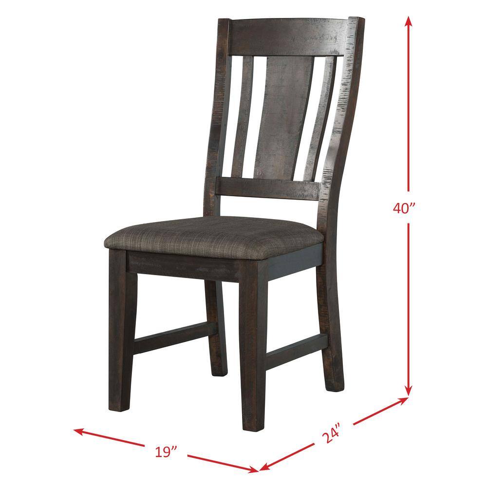 Rustic Gray Oak 5-Piece Dining Set with Upholstered Chairs