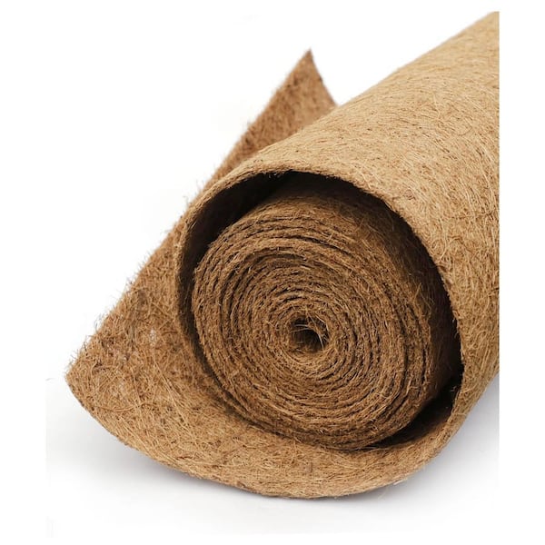 24 in. x 160 in. Natural Brown Handwoven Jute Coconut Fiber Landscape Mat for Planters, Walkways and Step Stones
