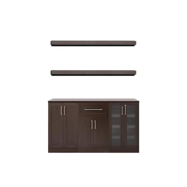 NewAge Products Home Bar 21 in. Espresso Cabinet Set (6-Piece)