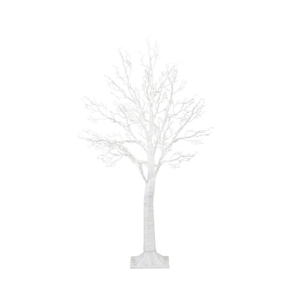 Nearly Natural 4 ft. Pre-Lit Artificial White Twig Tree with 160 Warm ...