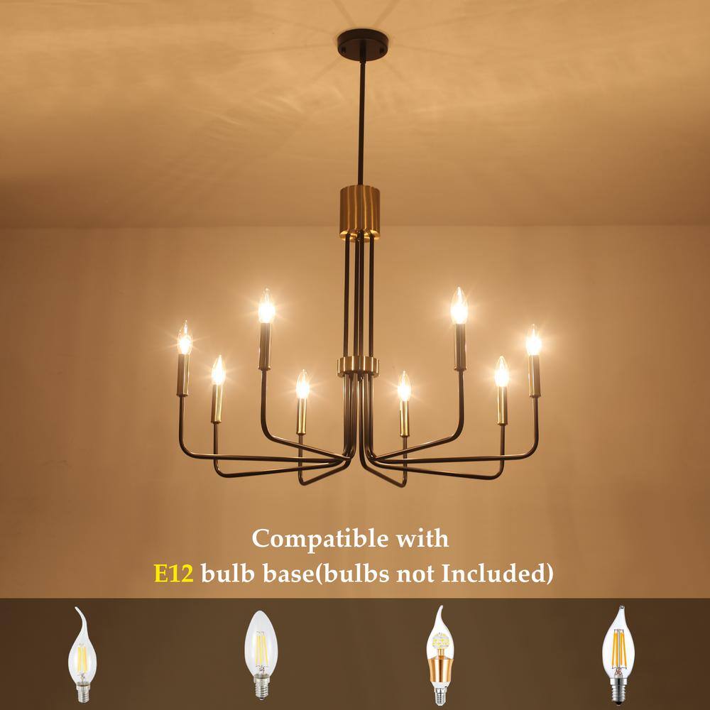 Black and Gold 8-Light Candle Style Chandelier