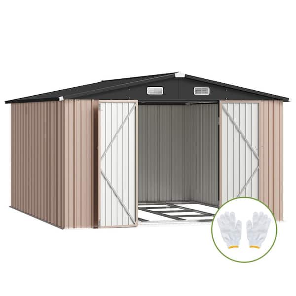 Sizzim 10 ft. W x 12 ft. D Outdoor Storage Metal Shed with