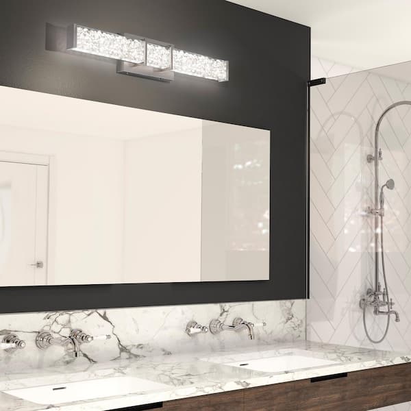 Riviera 27 in 1-Light Brushed Nickel Modern Integrated LED Vanity Light Bar for Bathroom