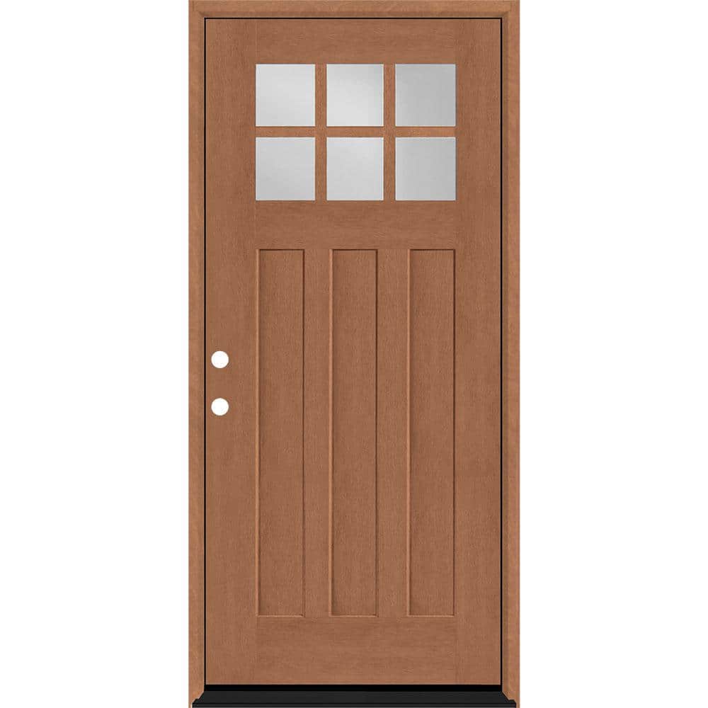 Regency 32 in. x 80 in. 6-Lite Top Lite Clear Glass RHIS Autumn Wheat Stain Mahogany Fiberglass Prehung Front Door price history on PriceWatchPro
