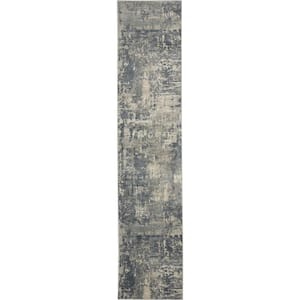Grey and Beige 2 ft. x 8 ft. Abstract Area Rug