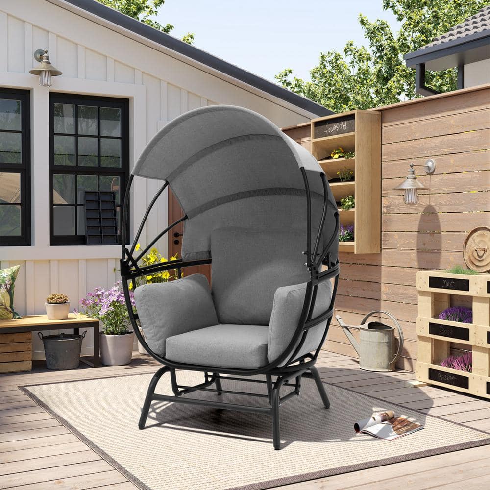 Pellebant Egg Chair Swing Glider Chair Rocking Lounge Chair with Gray ...