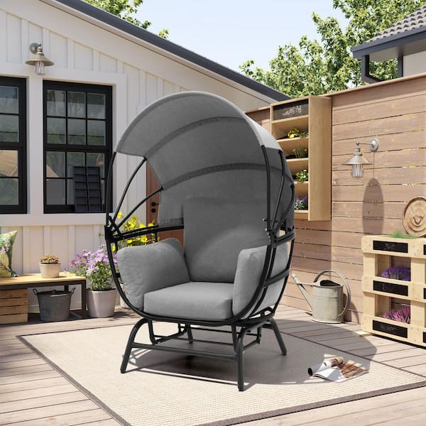 Pellebant Egg Chair Swing Glider Chair Rocking Lounge Chair with Gray Cushion and Folding Canopy PB DC205BGG The Home Depot