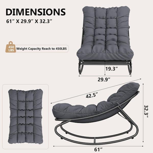 homfan Modern Series Metal Outdoor Rocking Chair with Cushion