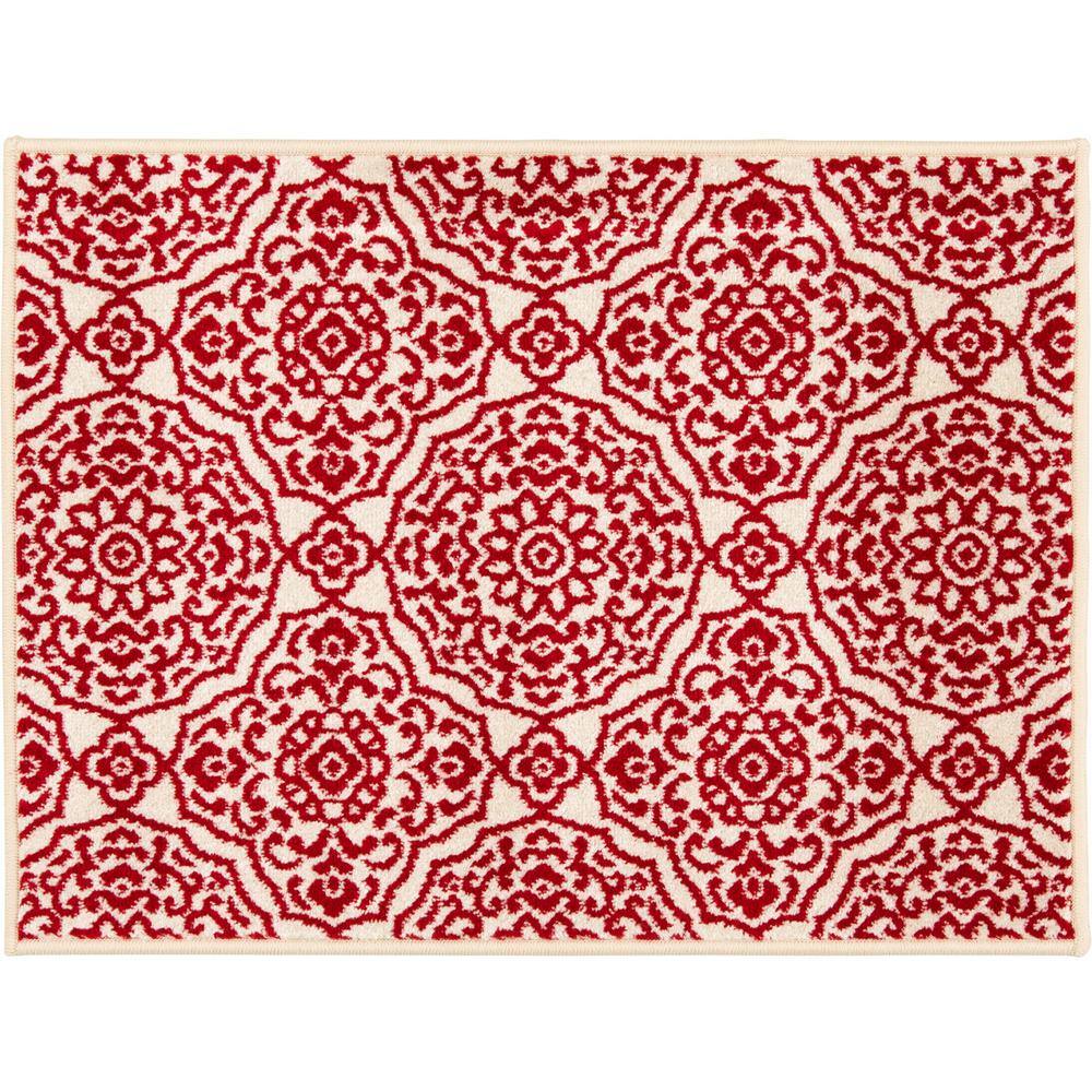 LOOMAKNOTI Tecopa Kamiyarli Red 2 ft. 3 in. x 3 ft. Medallion
