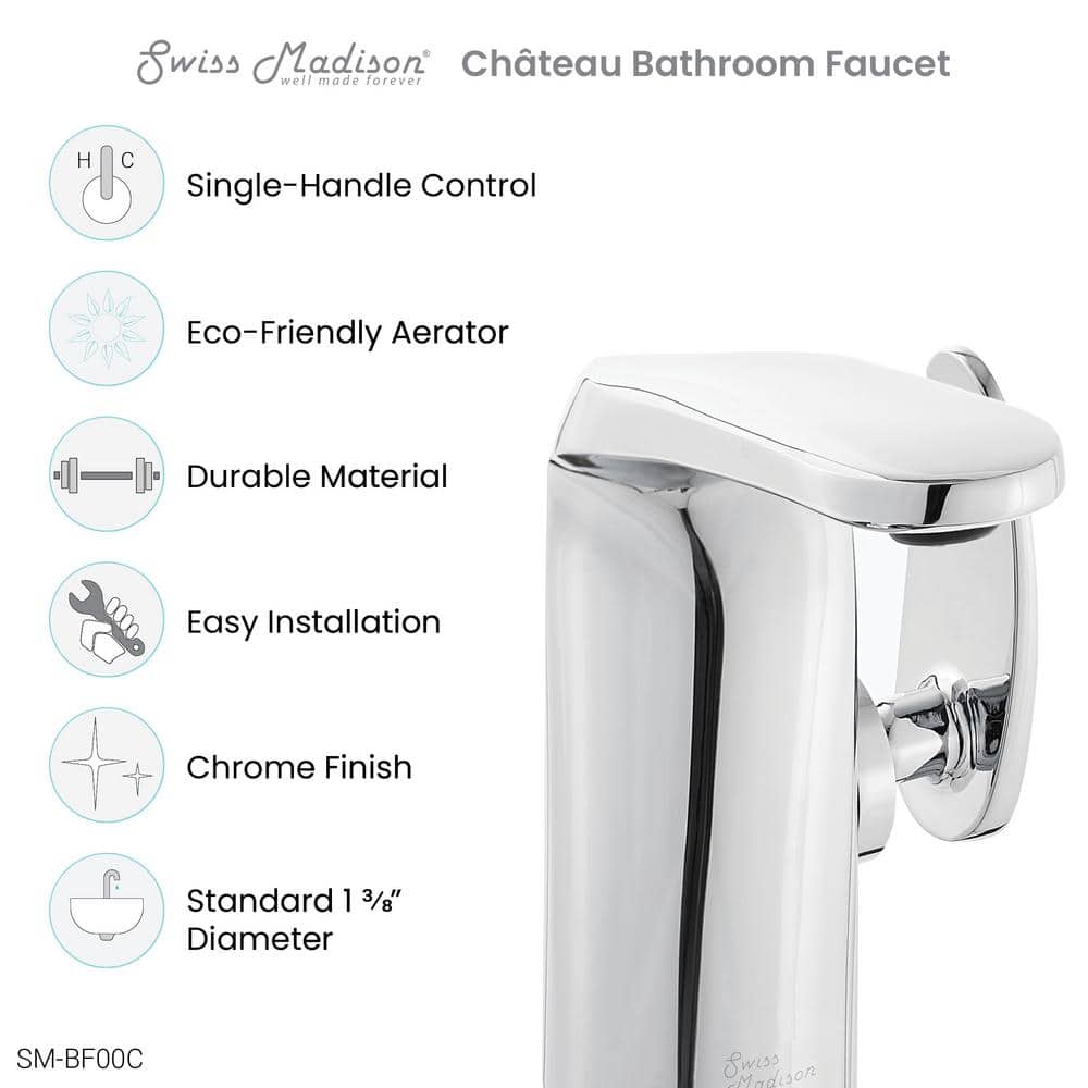 Château Chrome Single Hole Single-Handle Bathroom Faucet
