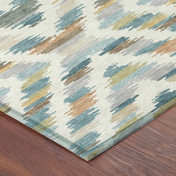 Chantille Machine Washable Indoor/Outdoor Abstract ACN2453 Teal 2 ft. x 7 ft. Runner Rug