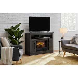 Plainfield 48 in. Freestanding Electric Fireplace TV Stand in Cappuccino with Ash Grain