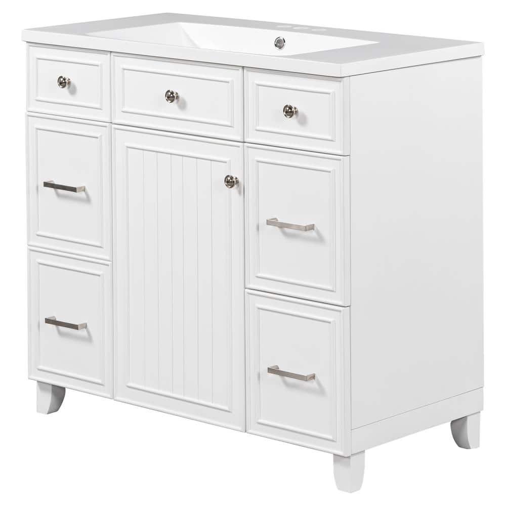 18 in. W x 36 in. D x 34 in. H Freestanding Bath Vanity in White with Singl