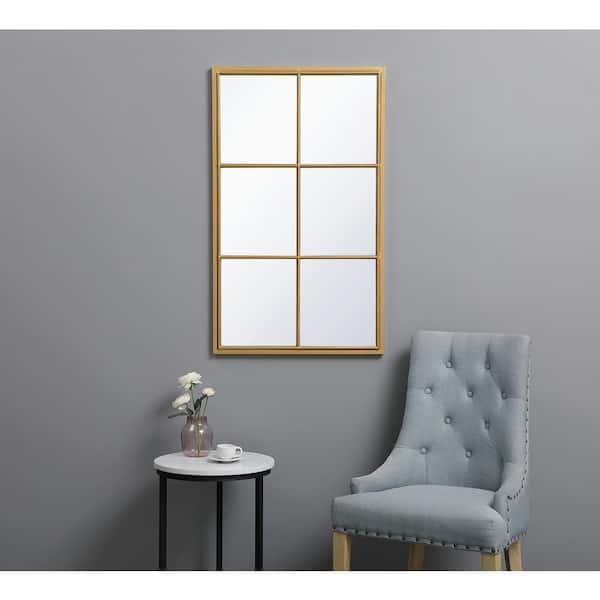 Small Rectangle Brass Modern Mirror (14 in. H x 28 in. W)