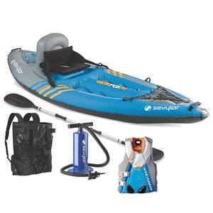 K1 QuikPak Blue 1-Person Kayak and Stearns Women's Life Vest, X-Large