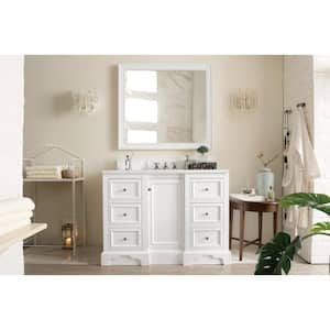 De Soto 49.3 in. W x 23.5 in. D x 36.3 in. H Bathroom Vanity in Bright White with White Zeus Quartz Top