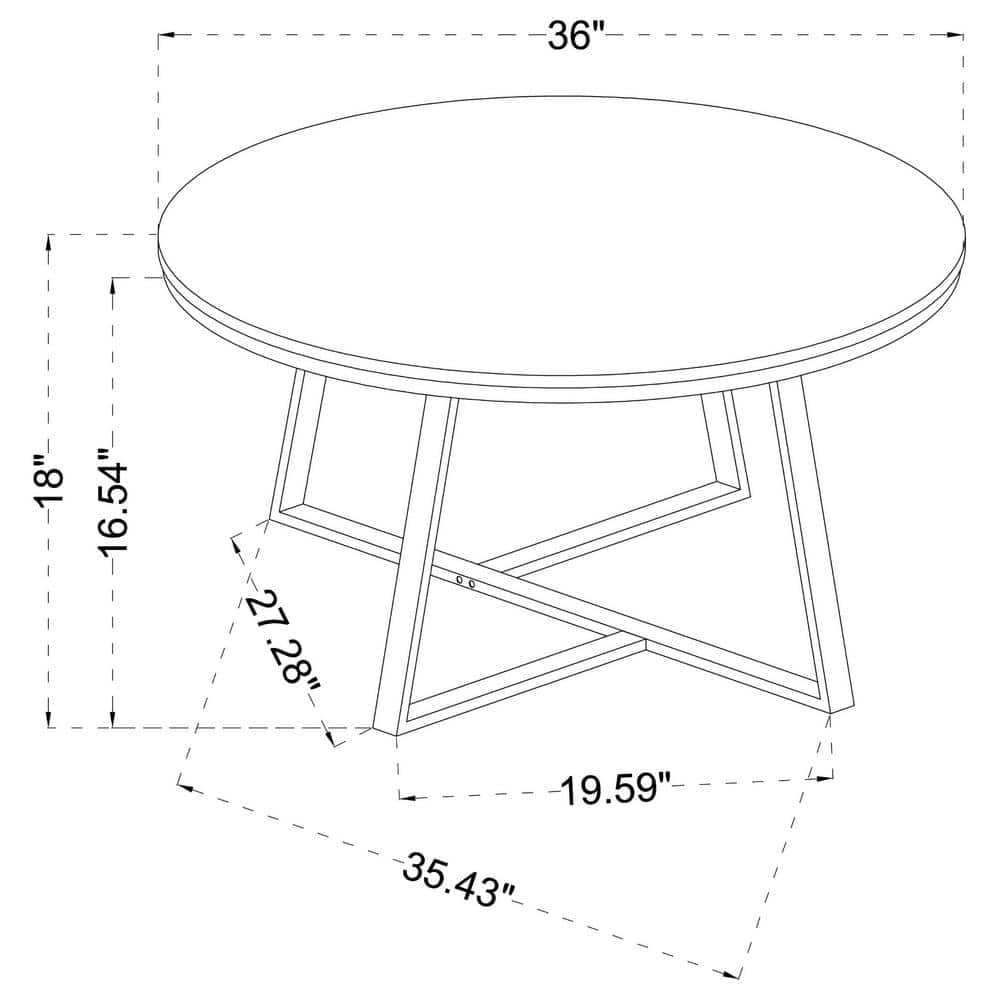 Contemporary 36" White Faux Marble & Matte Black Round Coffee Table