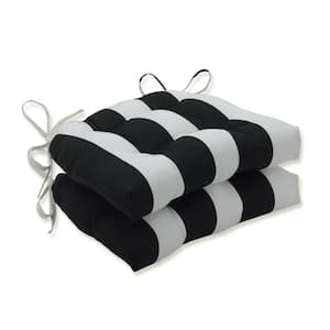 Striped 17.5 x 17 Outdoor Dining Chair Cushion in Black/White (Set of 2)