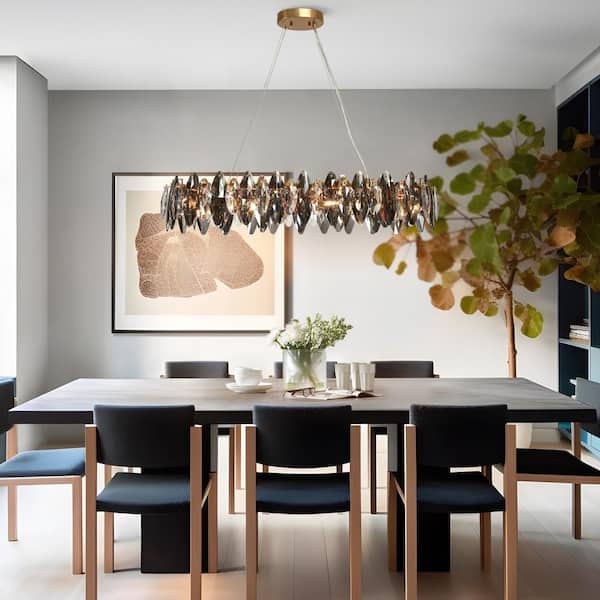 Incandescencia 8-Light Plating Brass Crystal Island Chandelier with No Bulbs Included, LED Compatible