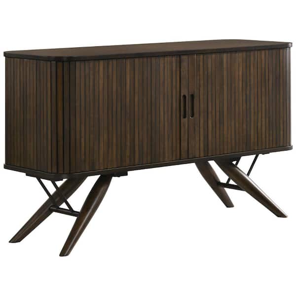 Benjara Brown Wood Top 53.25 in. Sideboard with 2 Adjustable Shelves
