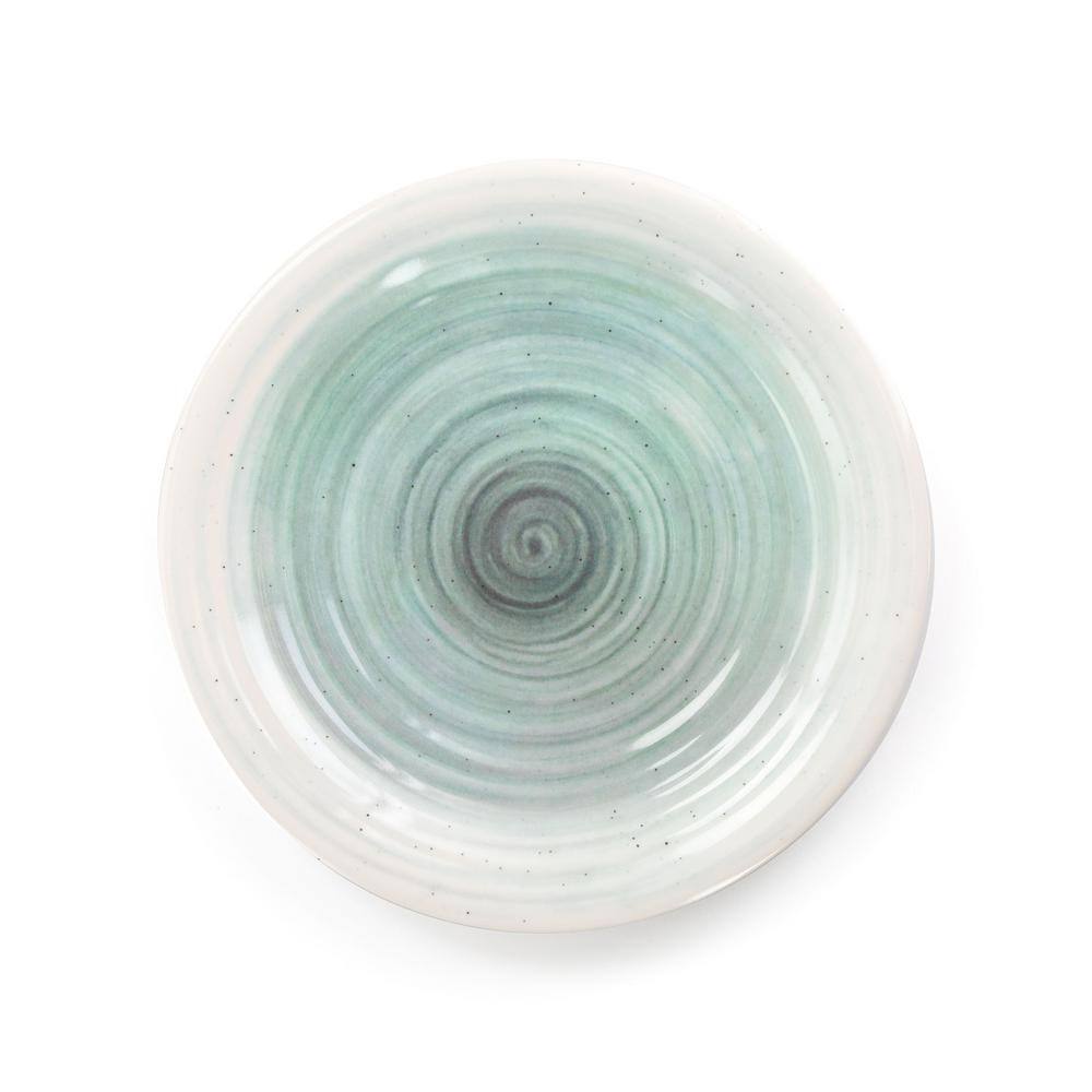 White and Light Blue Melamine Outdoor Dinnerware Set, Service for 4