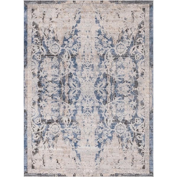 Unique Loom Portland Albany Beige/Navy Blue 8 ft. x 11 ft. Area Rug