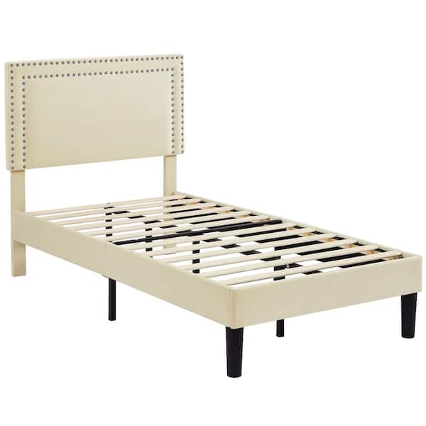 VECELO Upholstered Bed with Adjustable Headboard, No Box VECELO Upholstered Bed with Adjustable Headboard, No Box