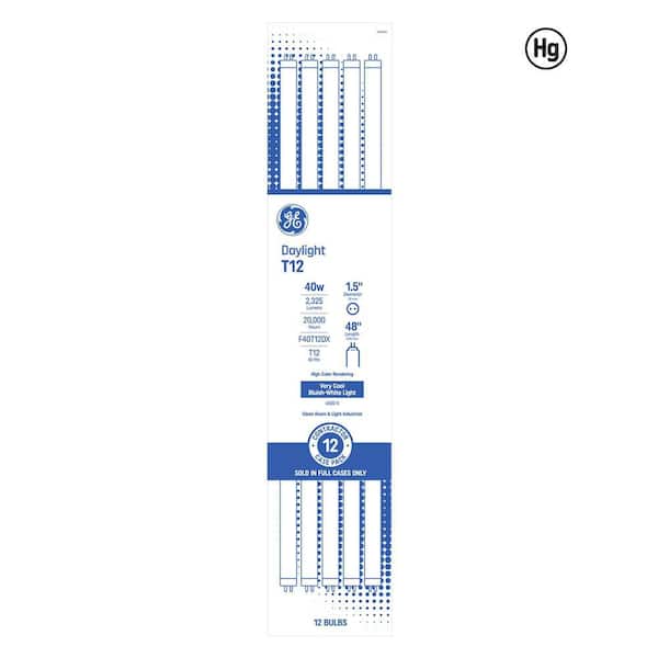 Daylight 40-Watt 48 in. T12 Linear Fluorescent Tube bulb Dimmable 12-Pack