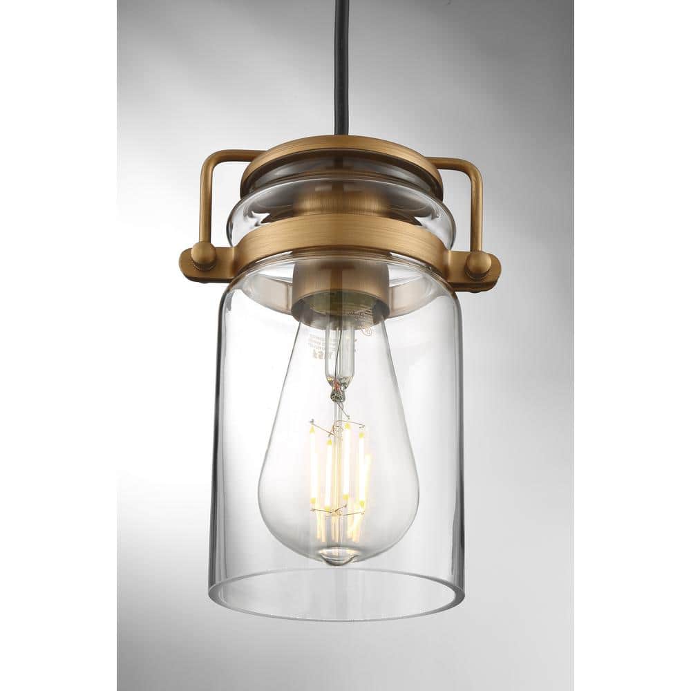 Vintage Brass and Clear Glass Mini Pendant Light
