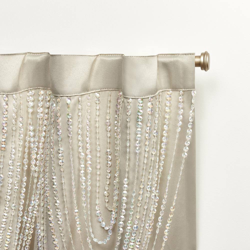 Sand Polyester Room Darkening Beaded Valance Curtain Panels
