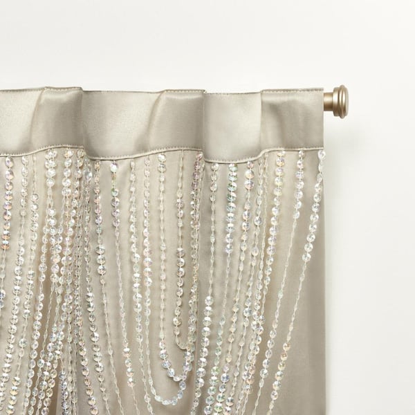 Bliss Sand Solid Room Darkening 54 in. x 96 in. Hidden Tab Top Curtain Panel (Set of 2)