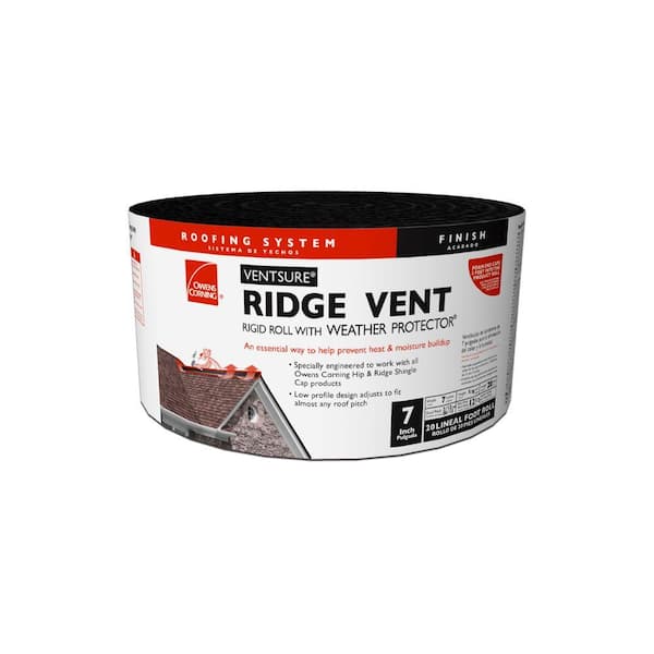 Owens Corning VentSure 7 in. x 20 ft. Ridge Vent Rigid Roll with Weather PROtector Moisture Barrier