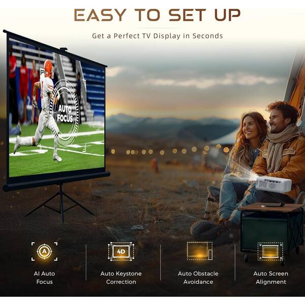 Phantom 2025 Mini Projector, 4K 1080P, WiFi 6 And BT 5.0 Support, Auto