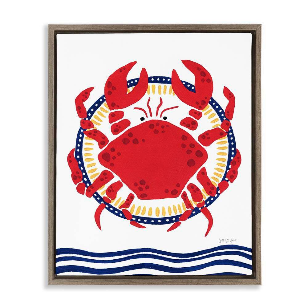 Kitschy Coastal Crab by Yvette St. Amant Brown Floater Frame Animal Graphic Art Print 21 in. x 17 in. price history on PriceWatchPro
