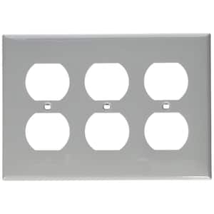Gray 3-Gang Duplex Outlet Wall Plate (1-Pack)
