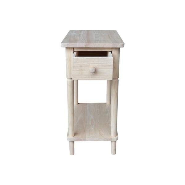 International Concepts 12 in. Unfinished Rectangular Solid Wood End Table with Drawer OT 1222